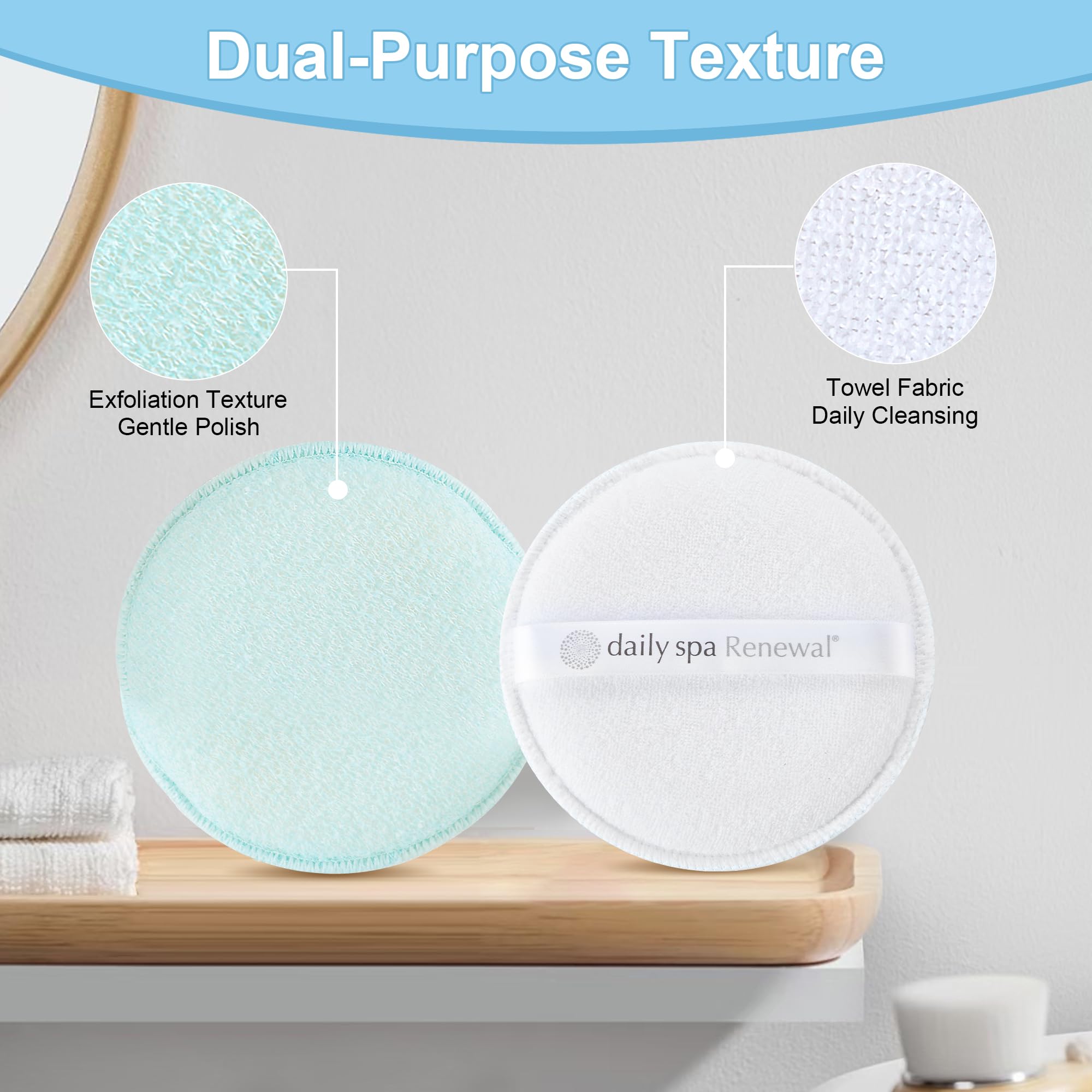 Exfoliante corporal exfoliante, depurador de doble textura, 4 unidades, azul y verde