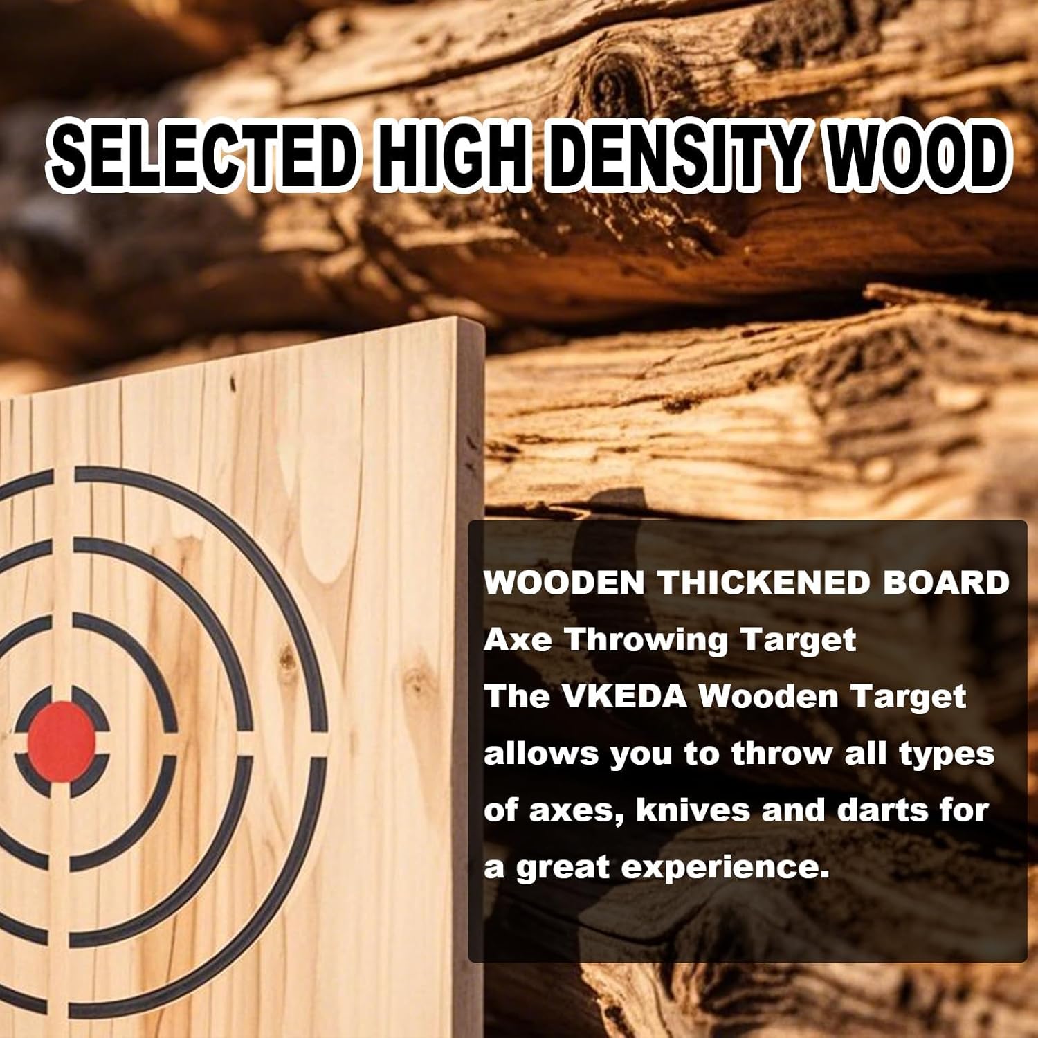 Wooden Axe Throwing Target with Handle & Chain Knife Throwing Target with KnifeThrowing with Steel Chain