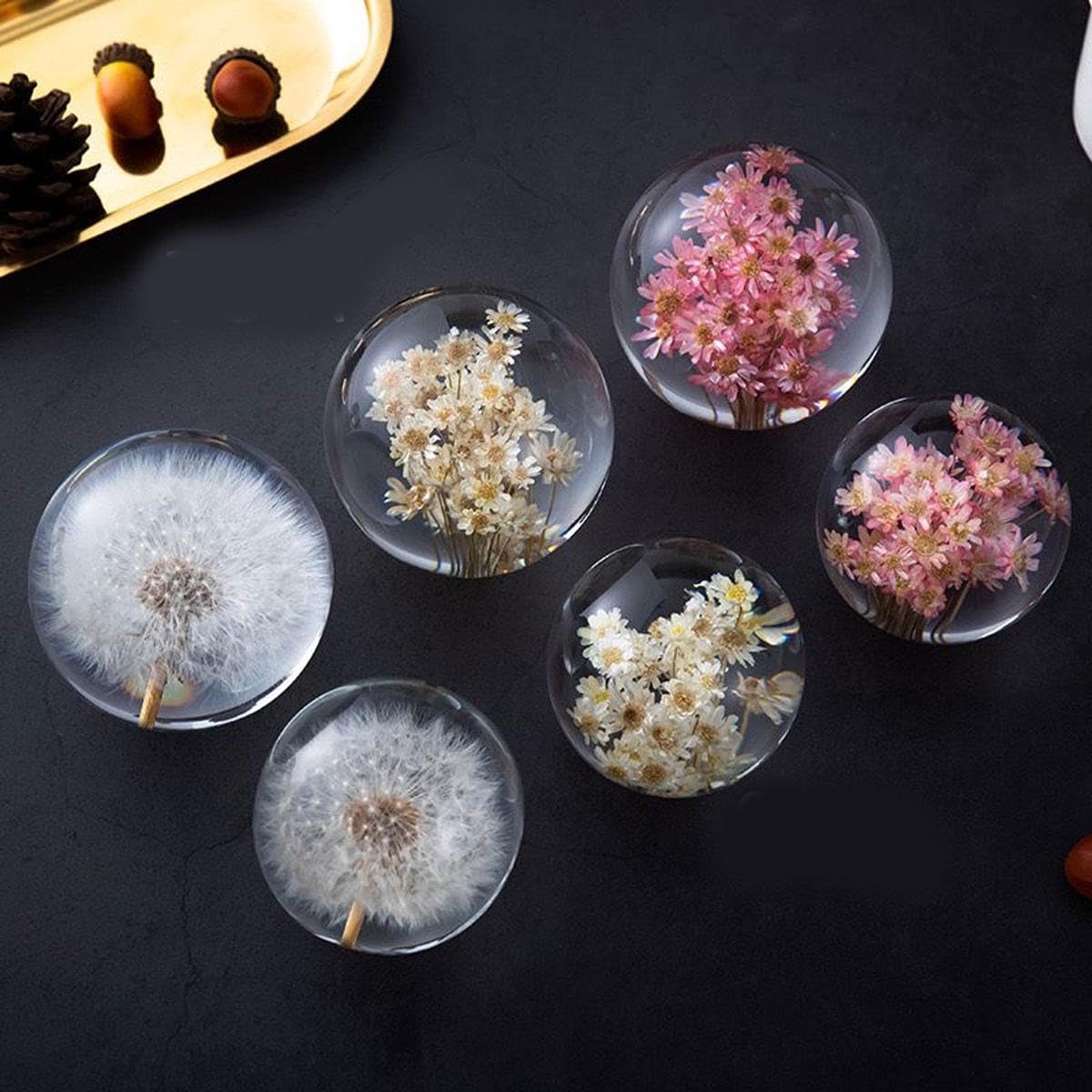 Pusteblume Kristallkugel mit 3D-Detail - Schweres Glas Papiergewicht für Schreibtisch Deko, Geschenk für Familie/Kollegen mit Symbol für Hoffnung & Positive Energie,A*9cm