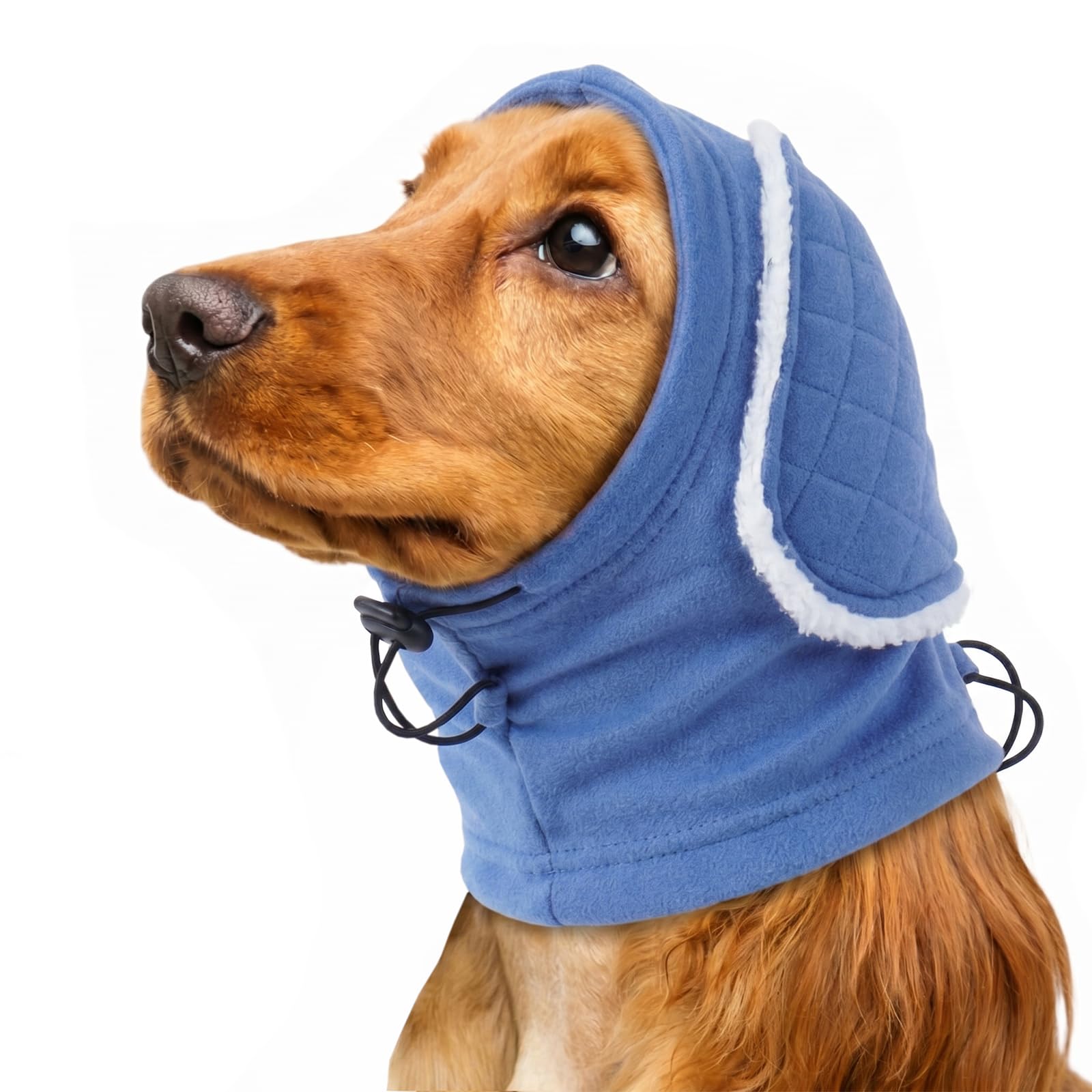 Dog Ear Protector Snood, Soft Dog Ear Cover for Long Ears, Keeps Ears Clean While Eating, Reduces Noise Slightly, Warm & Comfortable Anti-Scratch Ear Wrap for Small & Medium Dogs, Blue XL