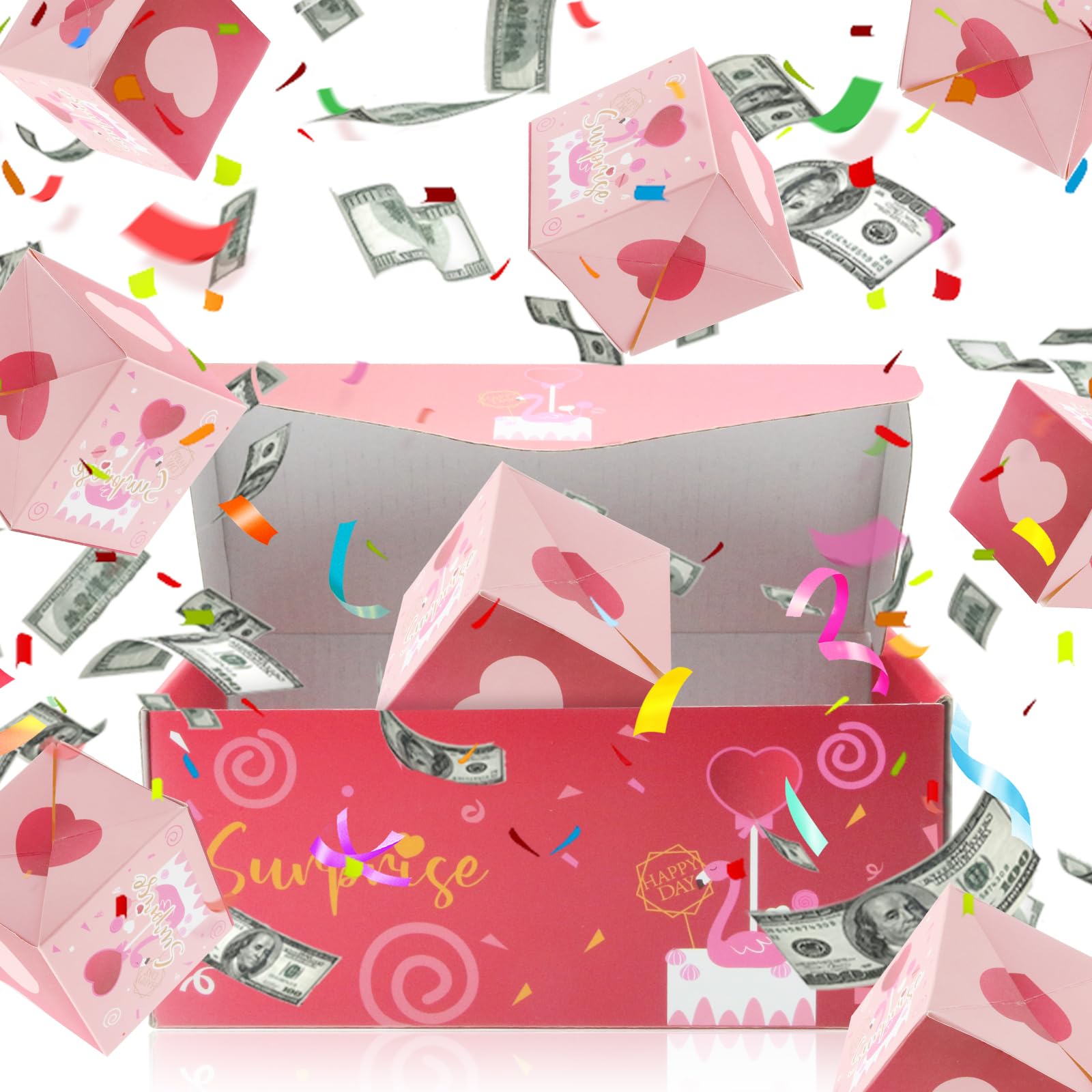 Oenothera Pop-Up Explosion Gift Box With 16 Folded Bounce Box Cards, DIY Bouncing Box, Surprise Box, for Birthday Wedding Valentines Day Anniversary