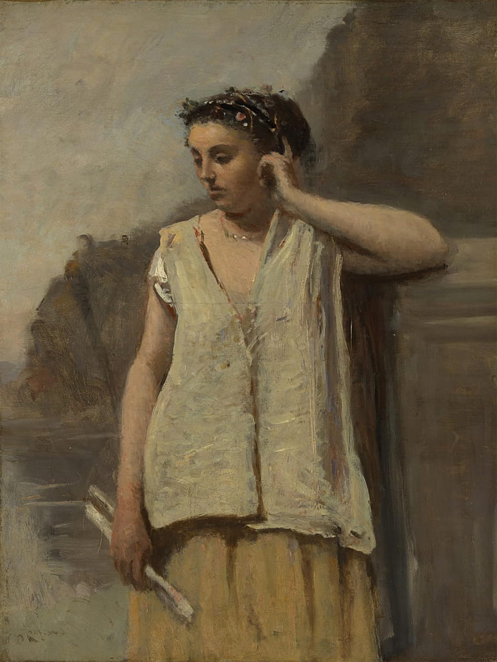 Cuadro en lienzo de La Musa de Corot para decorar un dormitorio elegante de 60x90cm 5