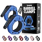 DMoose Fitness Barbell Clips 2 (Pair) - Quick Release Olympic Barbell Clamps with Anti Slip TPR Lining - Barbell Collars for Secure Weightlifting & Powerlifting (Blue & Black - Magnetic)