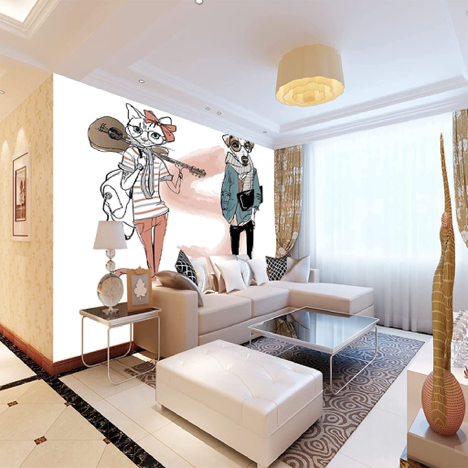 Bekleidungsgeschäft Cartoon Tier Hund Wandbilder Fototapete Für Schlafzimmer 3D-Wandaufkleber, Kunstwandbilder, Wasserdichte Diy-Wanddekoration Für Schlafzimmer, Wohnzim 400 (Breite) x 280 (Höhe) cm