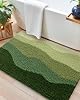 DEXI Bathroom Rugs Non Slip, 20x32 Washable Microfiber Bath Mat Quick Dry, Absorbent Ultra Soft Natural Mountains Bathmat for Shower Floor Tub Sink, Green