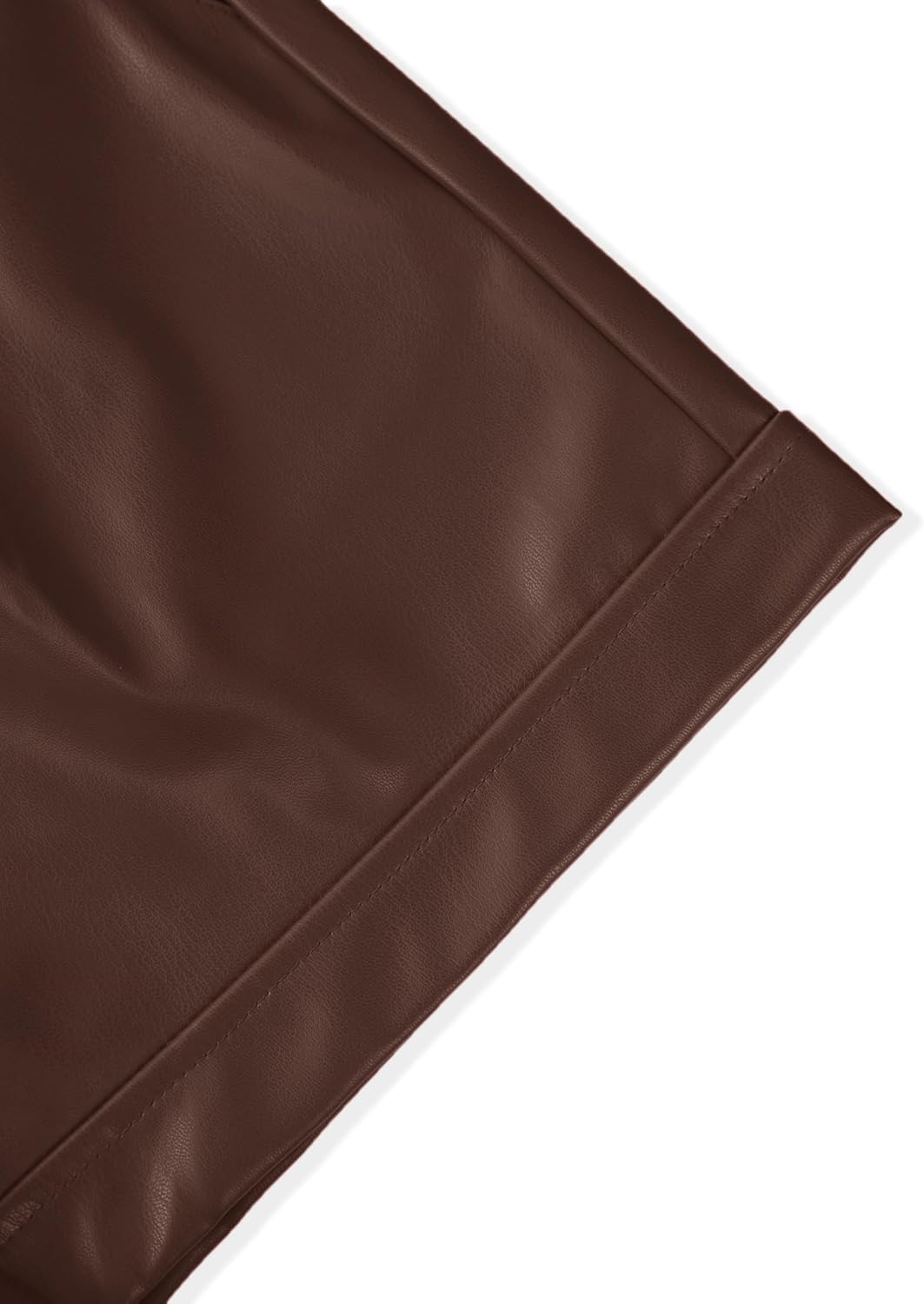 SOFIA'S CHOICE Women's Faux Leather Shorts High Waisted Roll Hem Pleated Mini Short with Pockets - Image 5