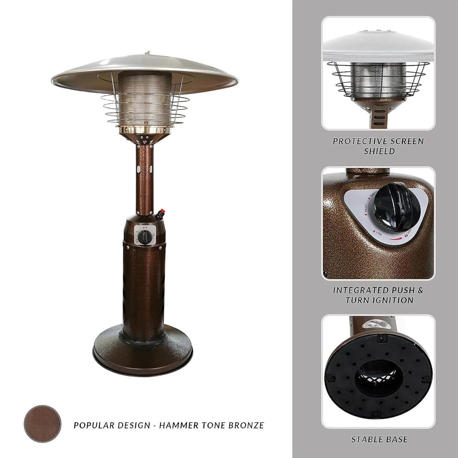 Riscaldatore A Gas Portatile Da Tavolo Per Esterni, In Acciaio Inossidabile, A Basso Consumo Energetico, Alimentato A Propano O Butano, Ideale Per Campeggio, Giardino E Patio.