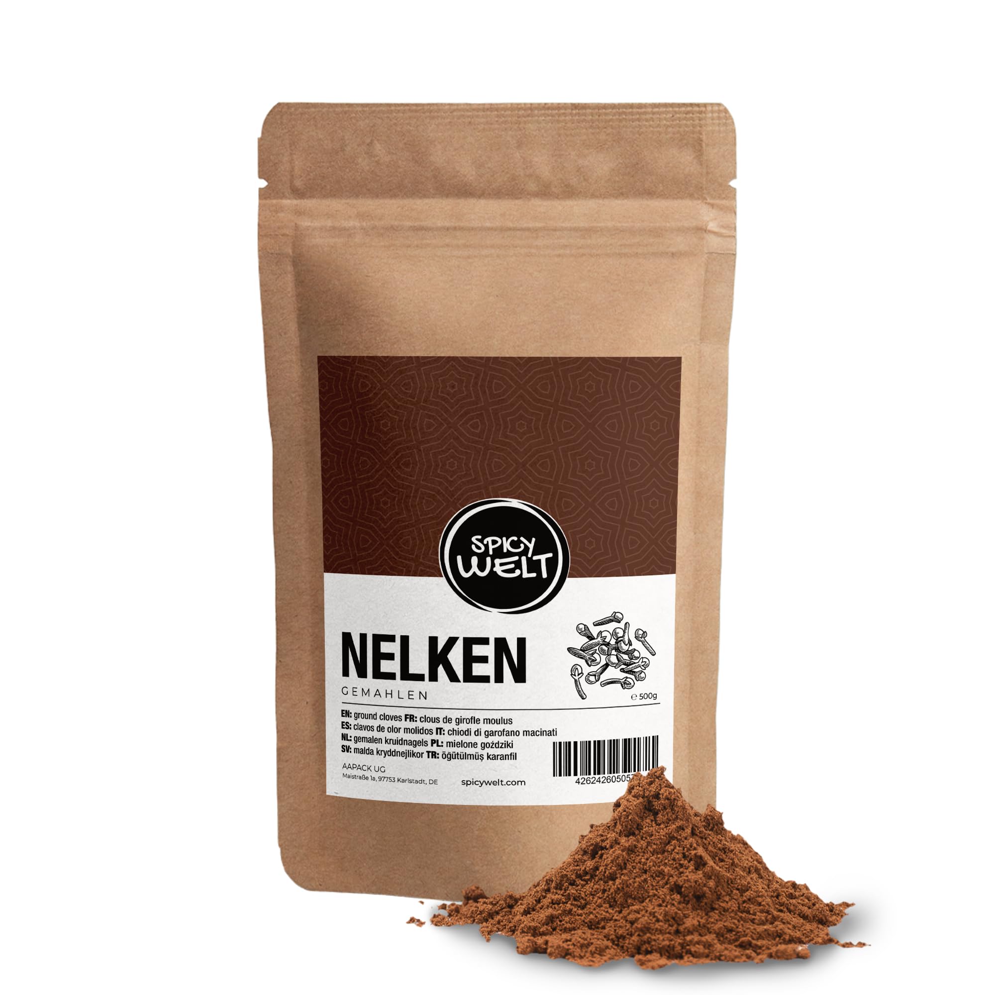 Spicy Welt Chiodi di Garofano Macinati (500g) – Polvere di Garofano per Dolci, Brodi, Tisane e Marinature | Aroma Intenso, Pungente e Balsamico | 100% Naturale, Senza Additivi