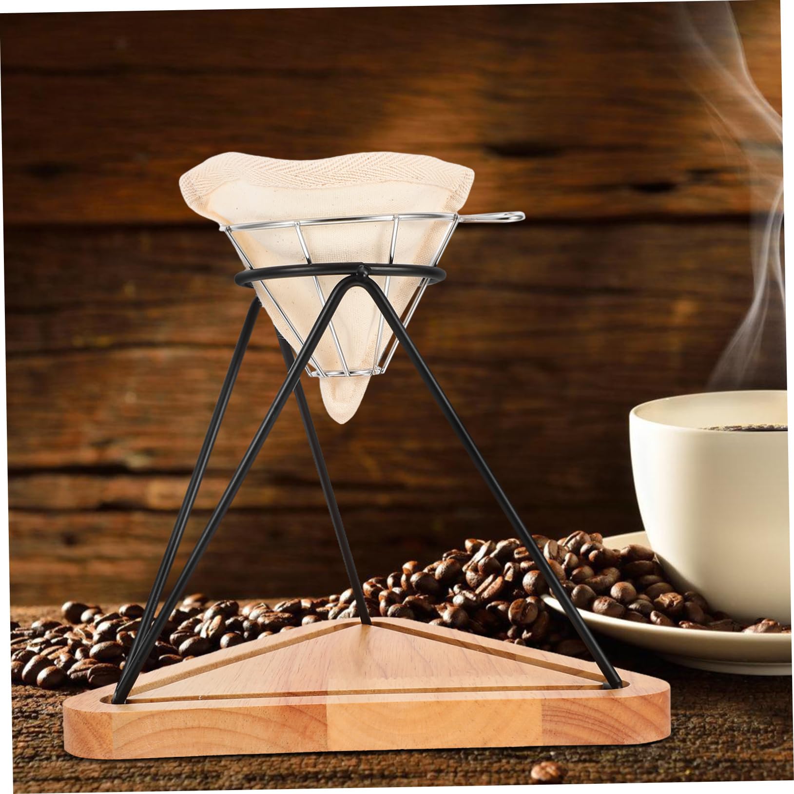 Ciieeo Kaffeefilterhalterung Aus Edelstahl Wiederverwendbarer Trichterkorb Kaffeefilterhalter Und Filtertuch-set Passend Für Kaffeestation-zubehör Für Büro Und Zuhause
