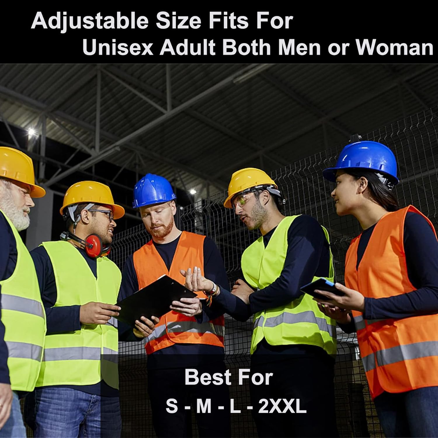 Black Safety Vests 10 Pack - Reflective High Visibility Construction ANSI Class 2 Work Vests for Men,Woman,Hi Vis Mesh and Neon Silver Strip - Image 3