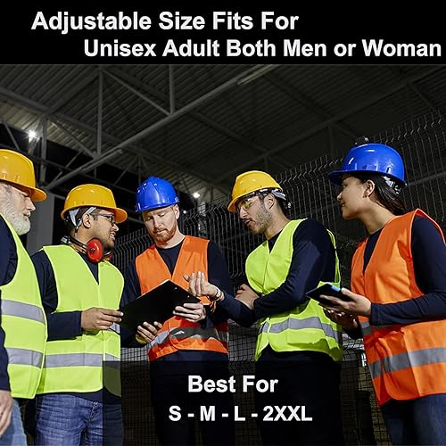 Miniatura 3 de Paquete de 10 chalecos de seguridad con bolsillos, construcción reflectante de alta visibilidad, ANSI Clase 2, chalecos de trabajo amarillos para