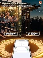Vista 5 de addlon Tira de luces inteligentes para exteriores de 48 pies con control remoto, luces de patio regulables con 15 bombillas LED Edison impermeables