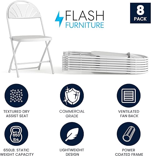 Miniatura 118 de Flash Furniture HERCULES Series - Silla plegable con respaldo de plástico de carbón de 650 libras, 8 unidades Carbón vegetal,Negro