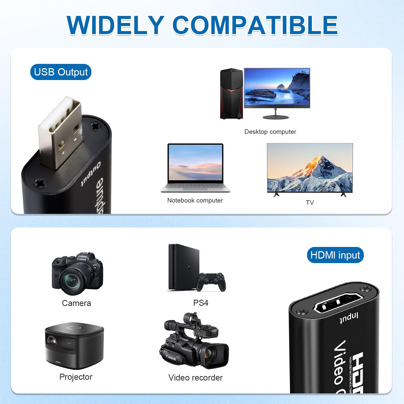Scheda Di Acquisizione Video, HDMI Video Capture, Scheda Di Cattura 4k, 1080p, Portatile Plug & Play, Video Capture Portatile per Streaming, Conferenze Video E Registrazione Live