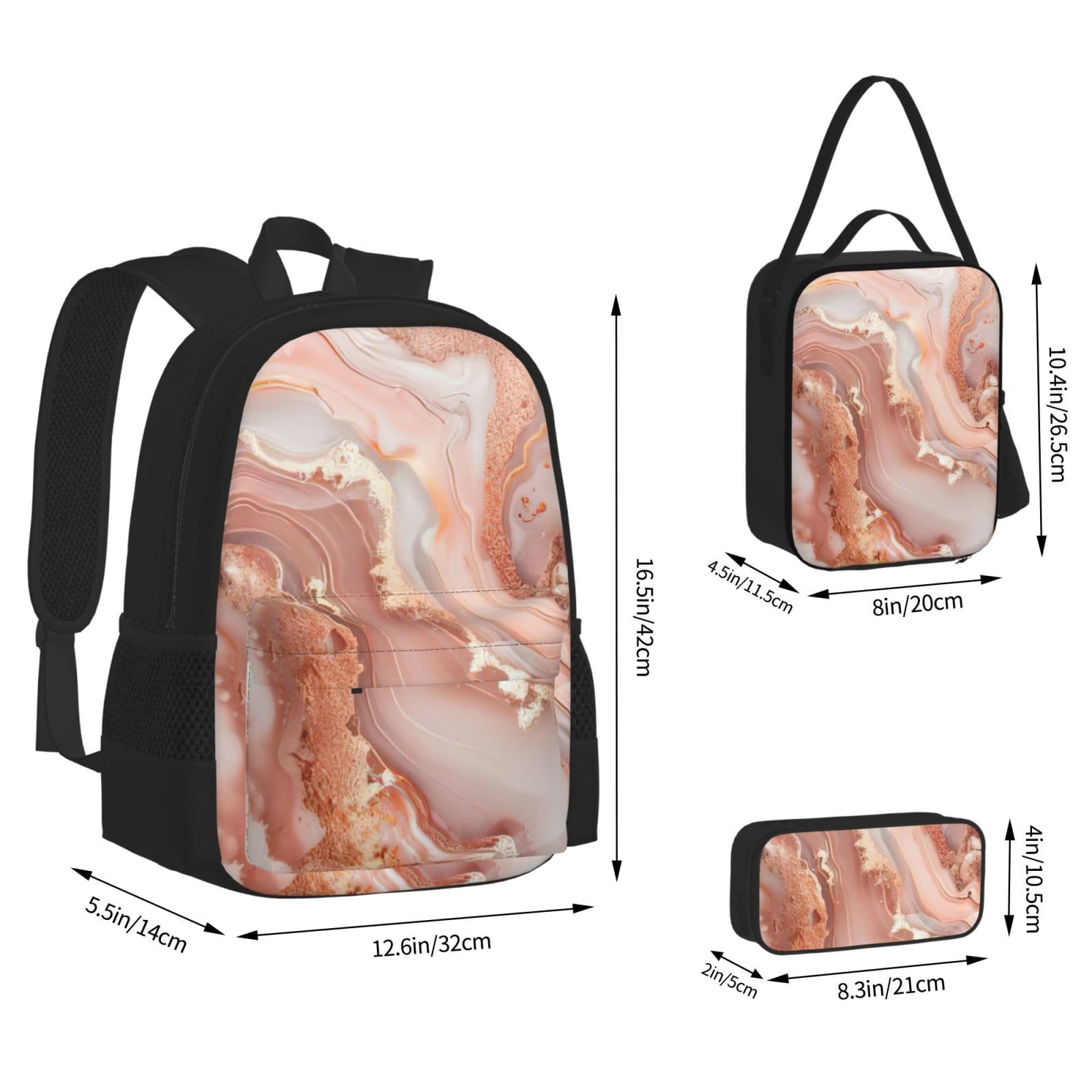 Zaino, borsa portapranzo, astuccio, set da 3 pezzi, per lavoro e