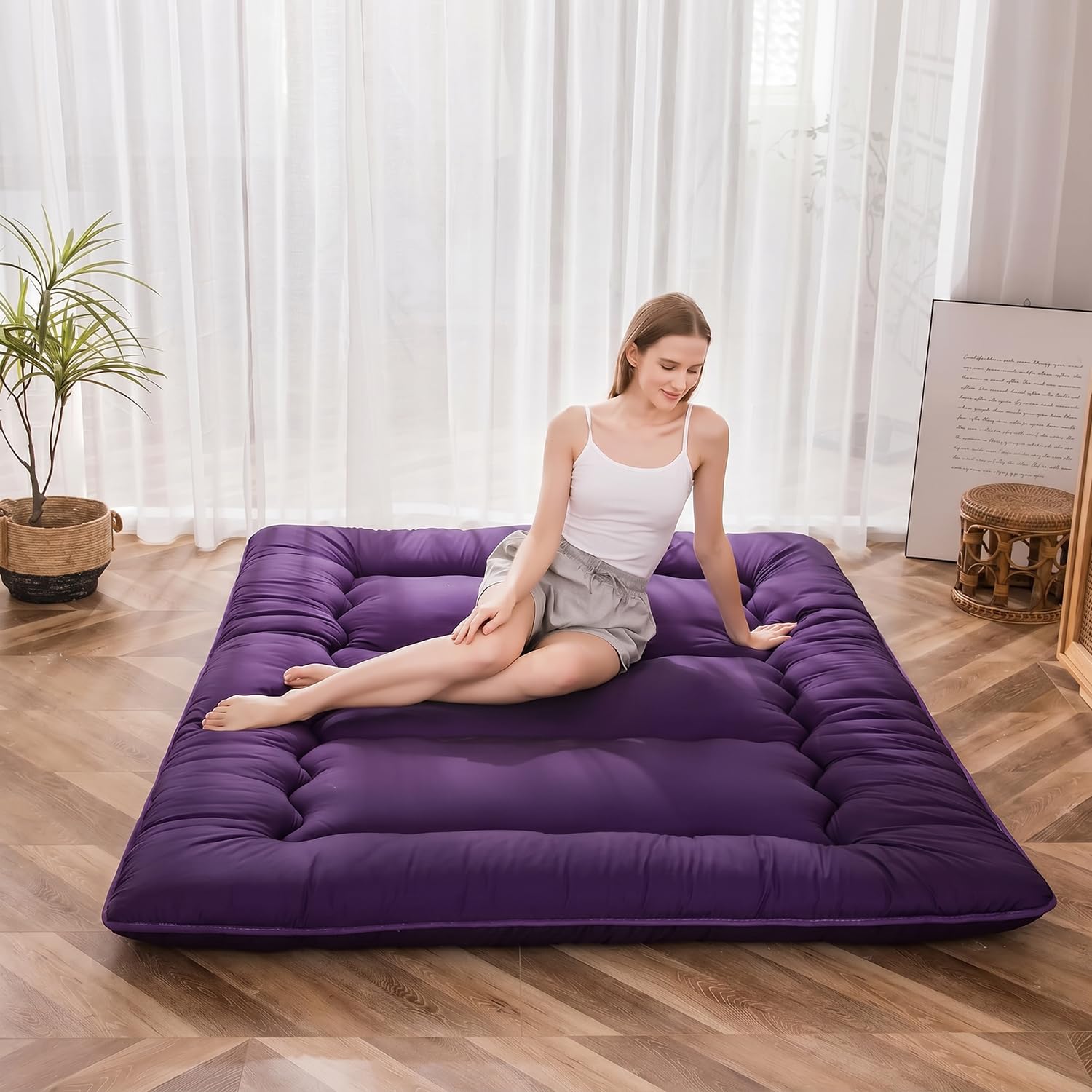 MAXYOYO Japanese Floor Mattress 4" Thick Twin Size Foldable Futon Mattress
