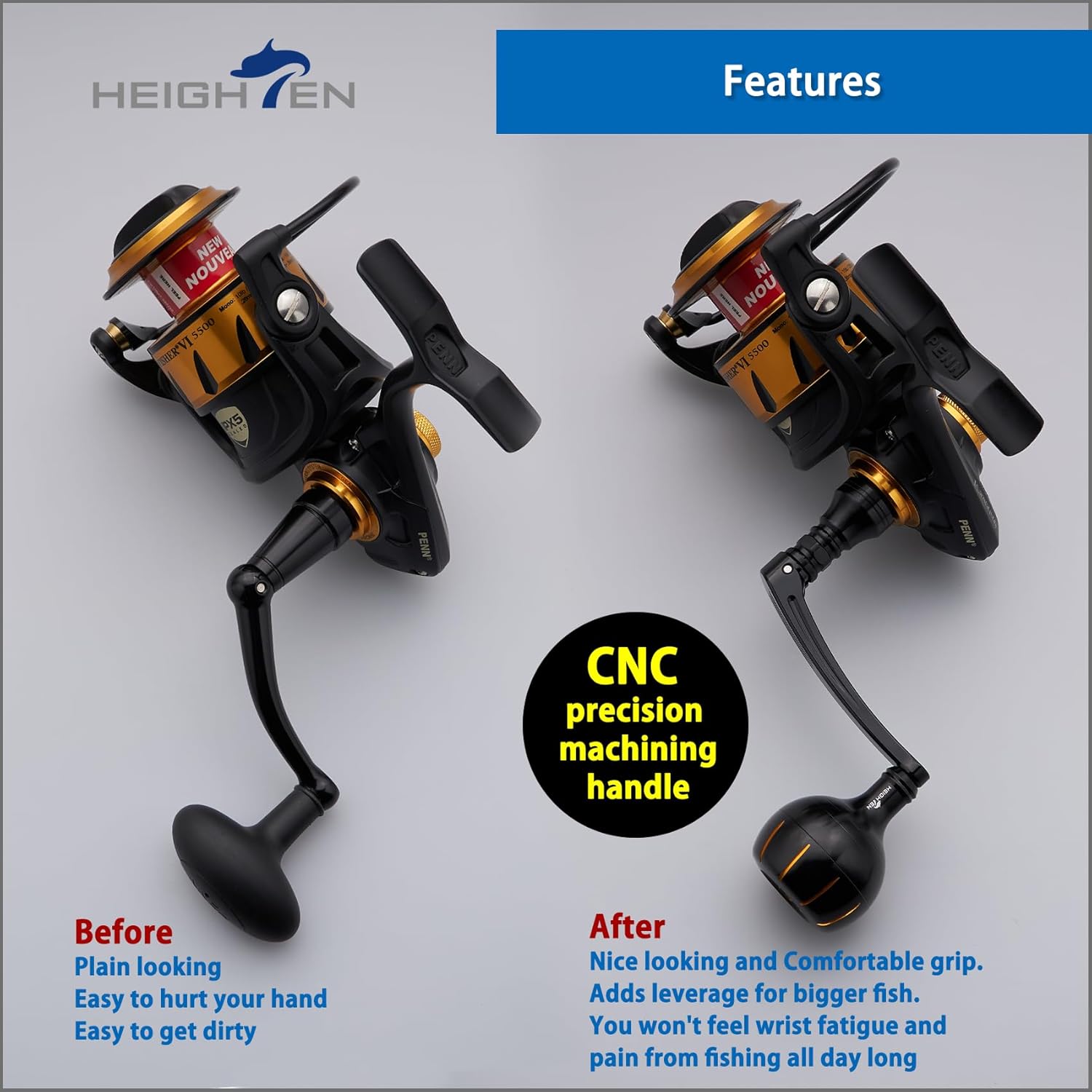 Fishing Reel Handle for Penn Spinfisher VI/Slammer III IV/Battle II III DX/Pursuit III IV/Fierce II III