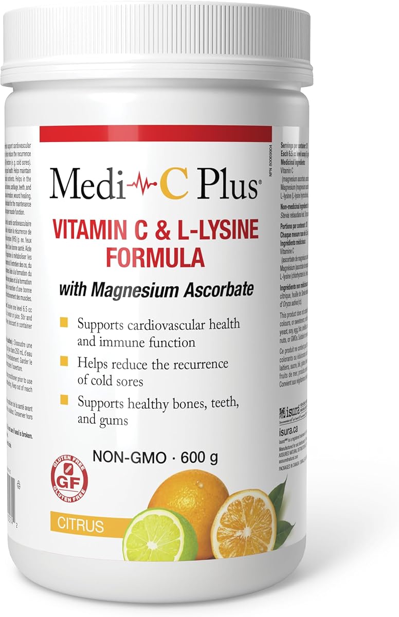 Preferred Nutrition Preferred Nutrition Medi C Plus Citrus Flavor with Magnesium Powder, Vitamin C & L- Lysine Formula (600G)