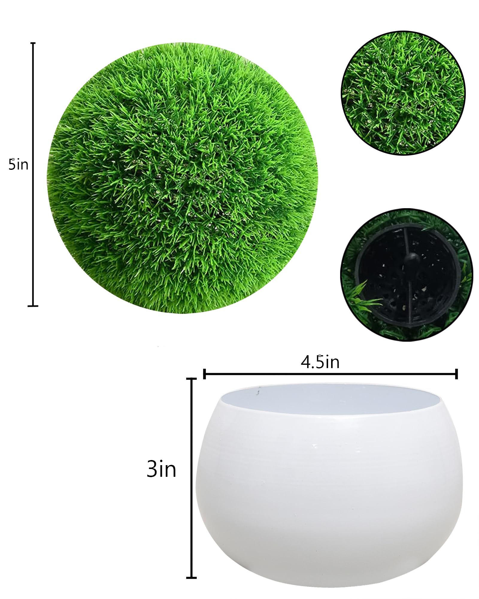 Homesake® Fake Plants for Bathroom/Home Office Decor, Small Artificial Faux Greenery for House Decoration Office, Boxwood, Set of 2 with Metal Pot (Trimming Ball with Pot 2 pcs) - Image 6 thumbnail