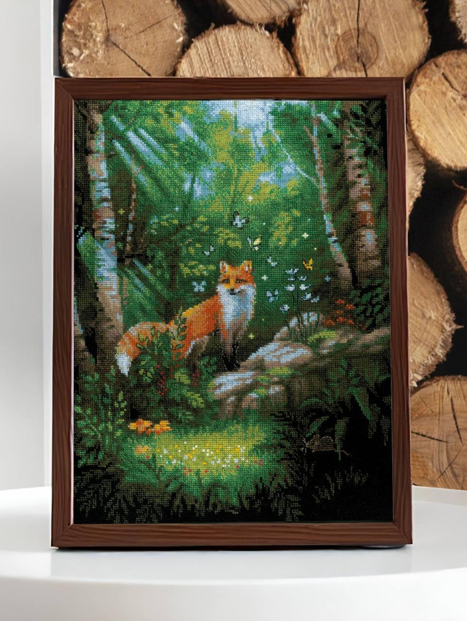 RIOLIS - Fox in the Forest 2251, Animals Cross Stitch Kit 11¾"x15¾, Cross Stitch for Beginners & Advanced, Crossstitching Kits Adult, Counted Stitching Kits, Nature Embroidery Kit