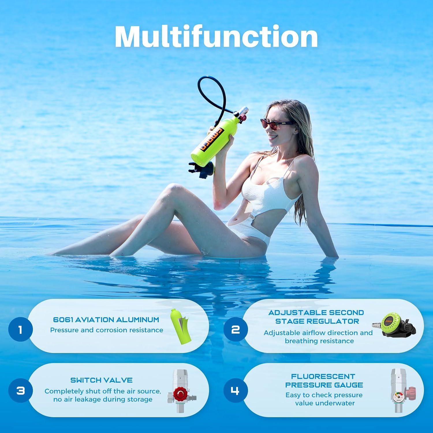 SMACO S400 Mini Scuba Tank, 1L Portable Diving Lung Air Tank image 4