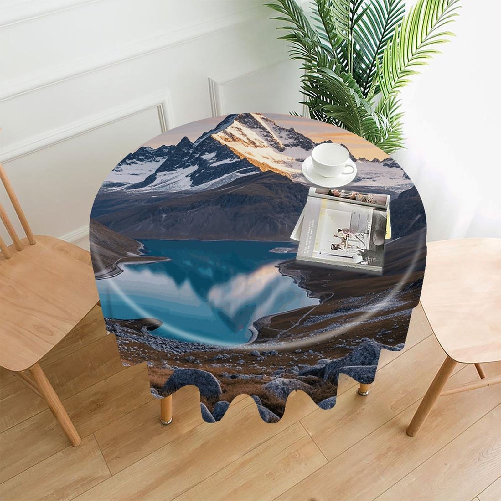 LZQPOEAS Sunrise Mountain Tablecloth Decorative Round Table Cloth Wrinkle Resistant Round Tablecloth Washable Circle Table Cover for Kitchen Dining Party Wedding Camping 60 Inch