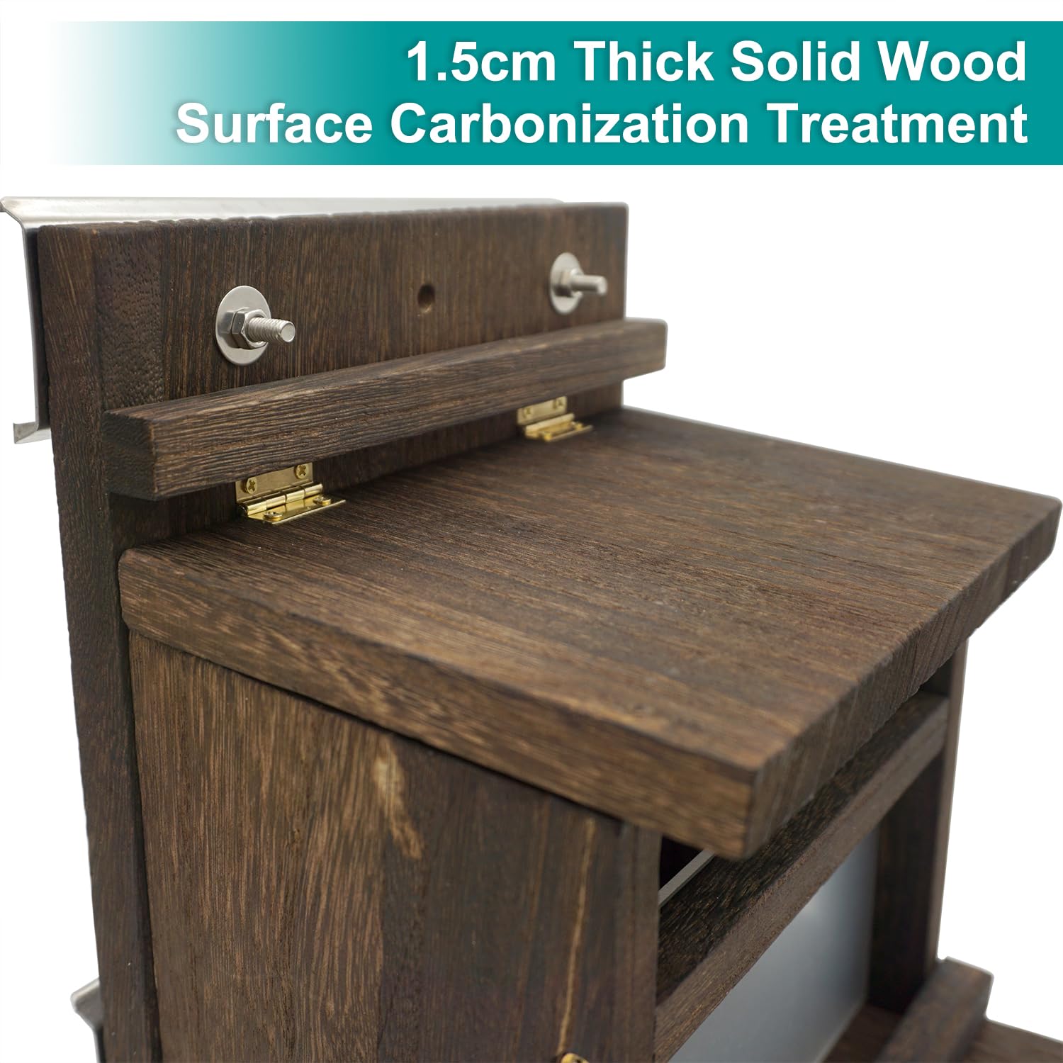 Comedero de Madera de Gran Capacidad para Ardillas con Soporte de Montaje, Tratamiento de Superficie Compatible con barandilla de árbol de Pared, pasamanos y Valla