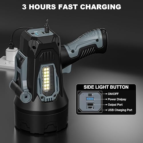 Miniatura 3 de Foco Recargable, 99000 Lúmenes Linterna LED Súper Brillante con Luz COB, 10000mAh Luces de Foco, Linterna de Mano para Caza Navegación Exterior,