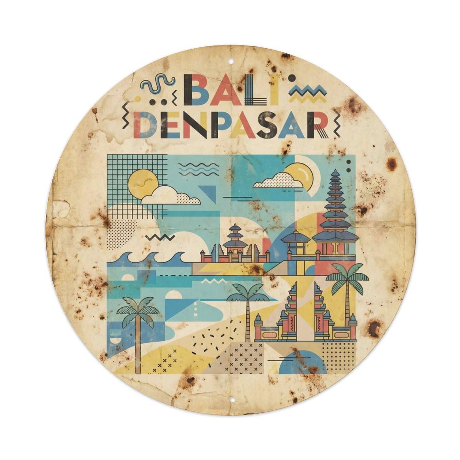 Bali Denpasar Southeast Asia Retro Geometry Metal Tin Sign