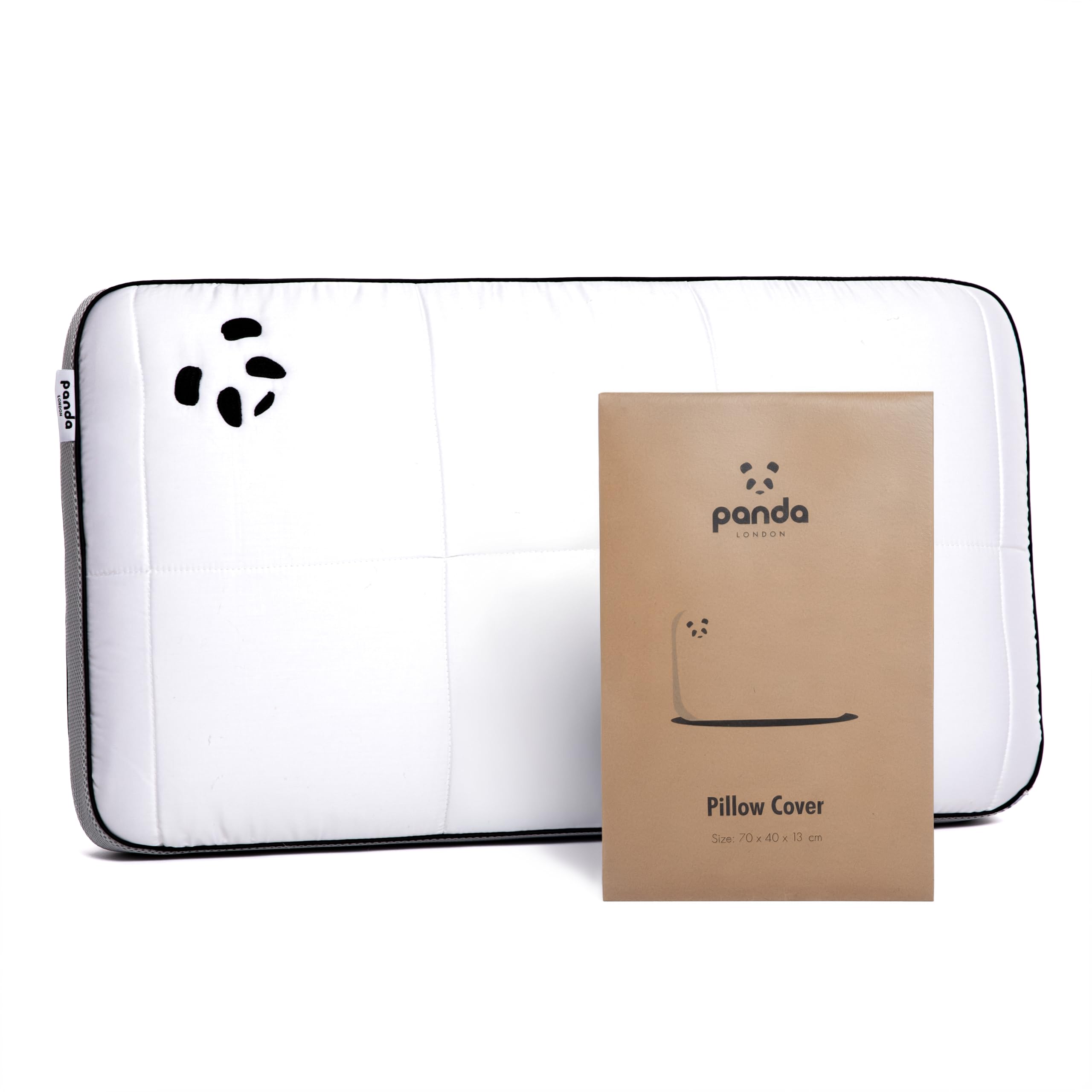 Panda Hybrid Bamboo Pillow and Extra Pillow Case - Soft, Breathable Bamboo Cover, Orthopaedic Grade Memory Foam, 10-Year Guarantee (Hybrid Pillow + Spare Cover) | 70 x 40 x 13cm