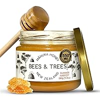 Vista 8 de Bees & Trees 350+ MG 100% miel de Manuka de Nueva Zelanda cruda, tarro de vidrio de 13.40 oz