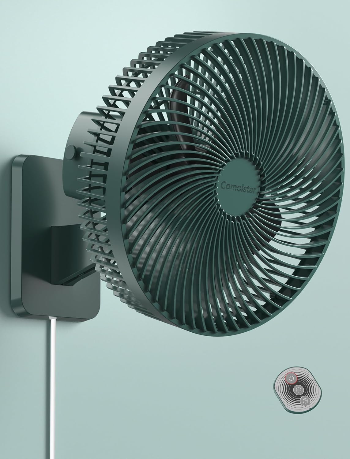10-Inch Wall Mount Oscillating Fan with Remote and Timer, Small RV Fan with Powerful 4 Speeds, 90° Oscillation,60° Adjustable Tilt, 5.92 ft Wire, Quiet Corner Fans for Bedroom, Indoor Bathroom