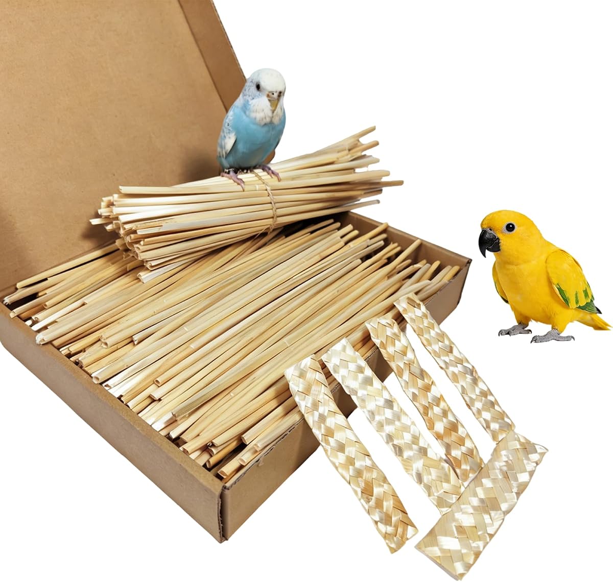 Natural Bird Toys Foraging Parrot Shredding Toys Wheat Straw Chewing Toy for Cockatiel Lovebird Parakeet Budgie Small-Medium Birds (100 Pieces)