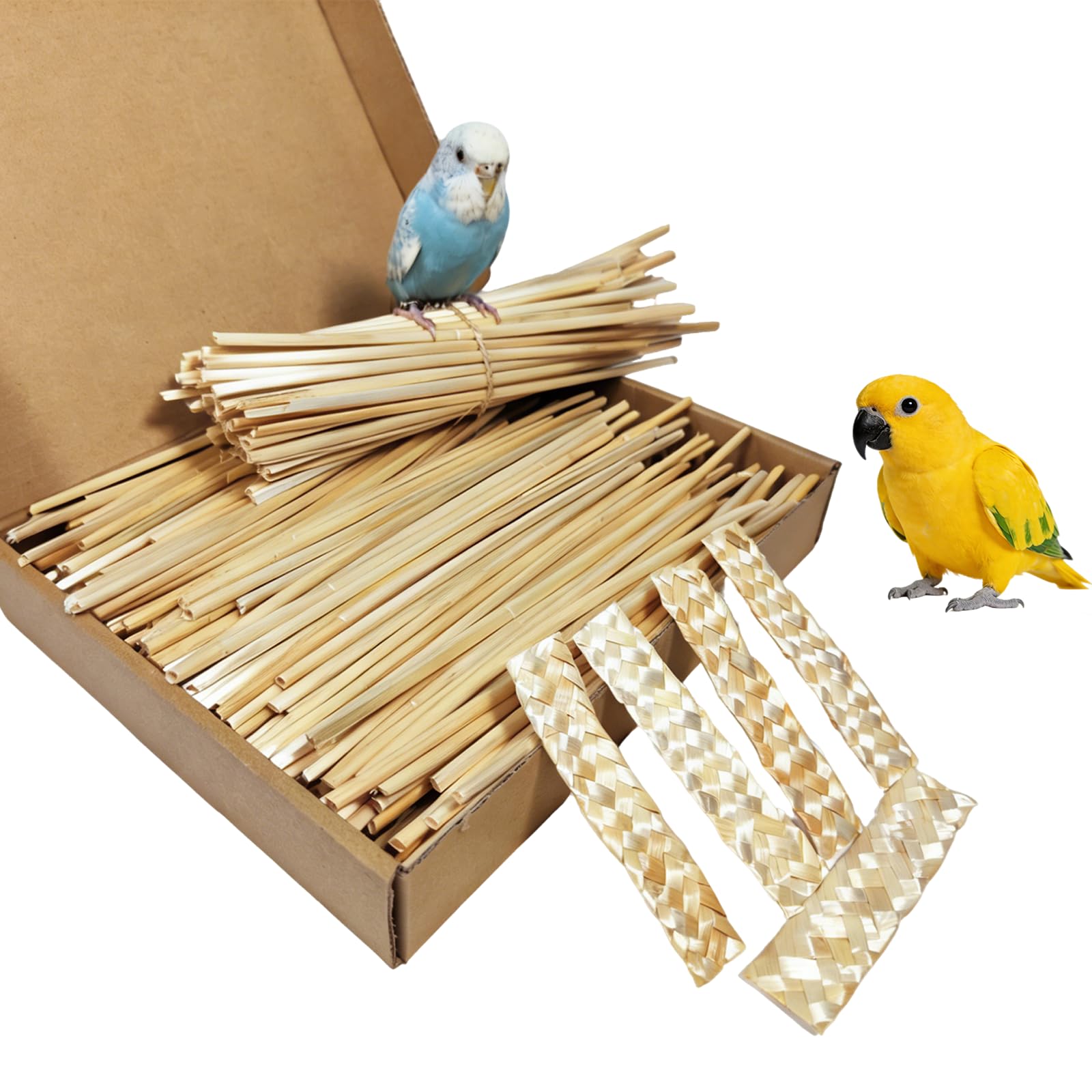 Hamiledyi Natural Bird Toys Foraging Parrot Shredding Toys Wheat Straw Chewing Toy for Cockatiel Lovebird Parakeet Budgie Small-Medium Birds (100 Pieces)