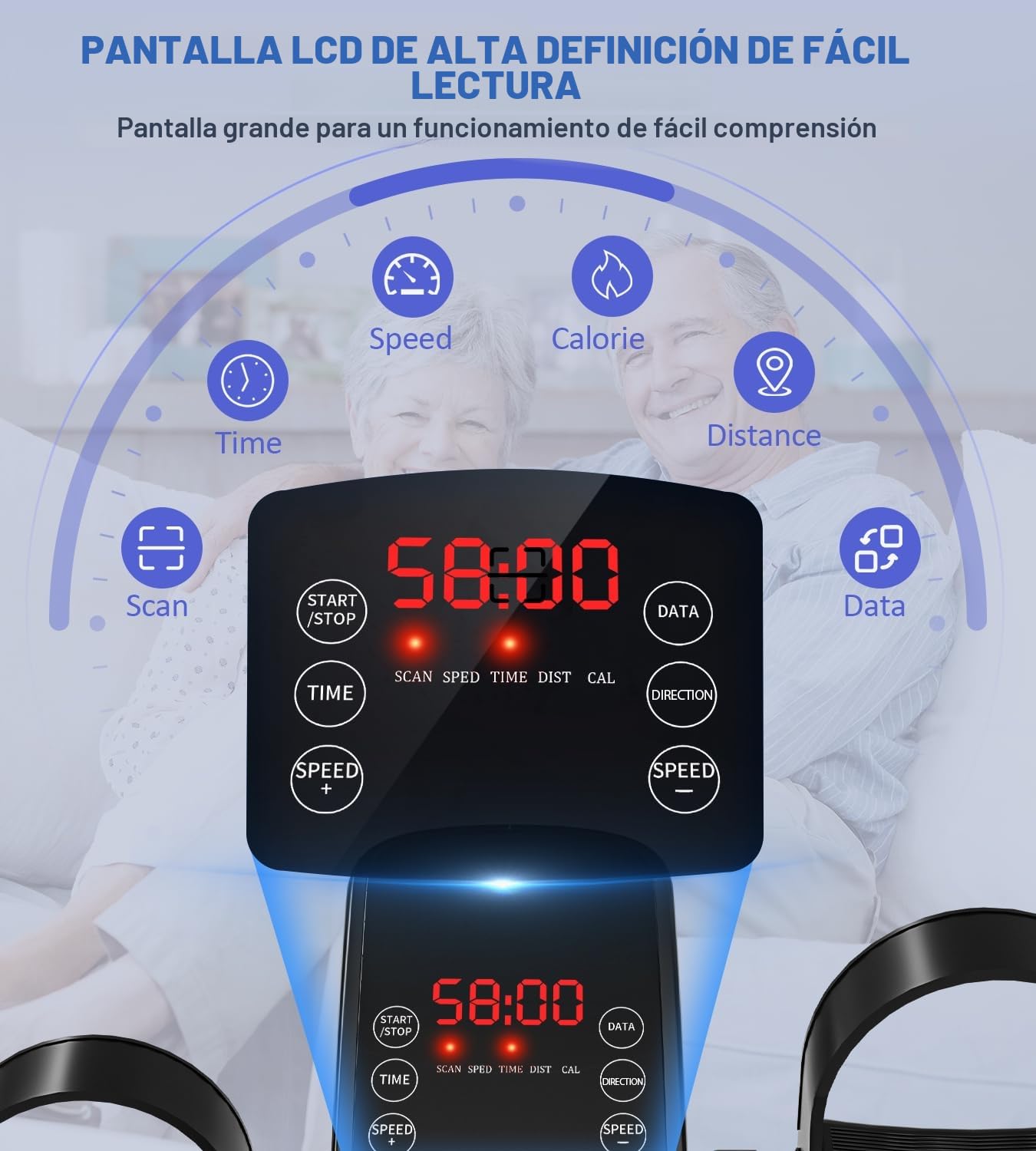 Pedales Estaticos Personas Mayores, 2025 Pedaleador Electrico con 15 Velocidades, Mini Bicicleta Estática con Pantalla Grande, Ejercitador de Brazos/Piernas para el Hogar y la Oficina