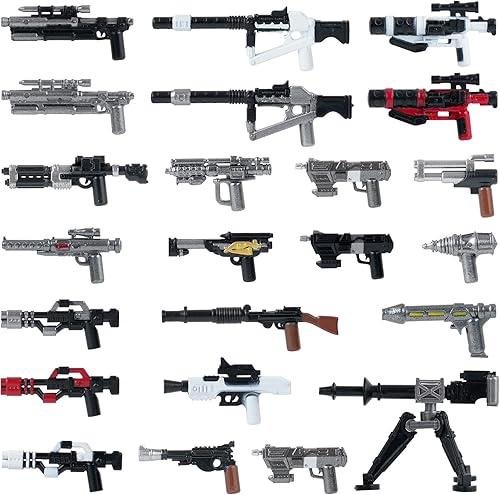 Juego de 23 piezas de armas de minifigas de Space Wars, versión camuflaje, compatible con la mayoría de las mini personas de marca