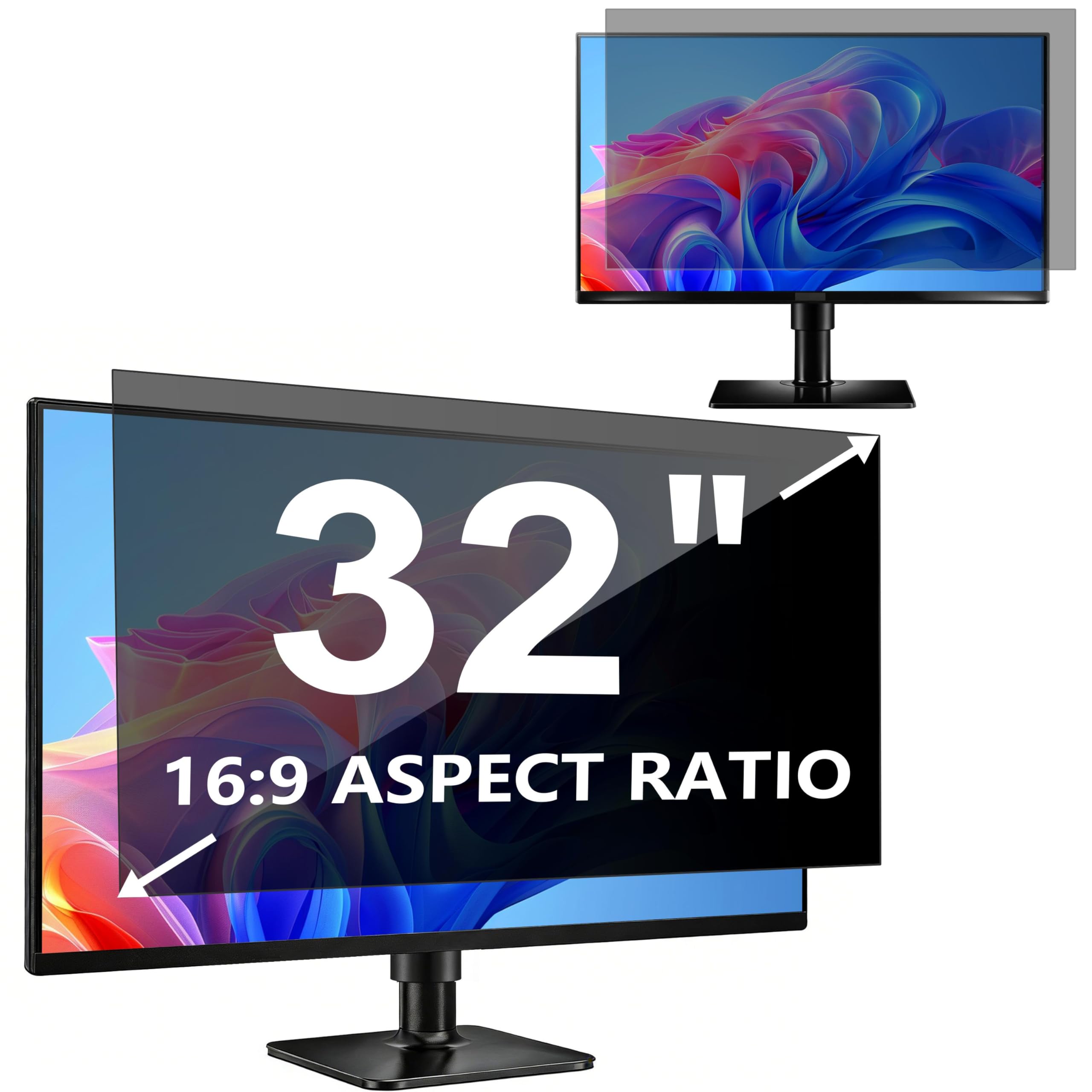 Pellicola protettiva da 32 pollici per monitor 16:9 (70,8 x 39,8 cm) | Filtro per monitor da computer rimovibile da 32 pollici, con antiriflesso e blocco della luce blu