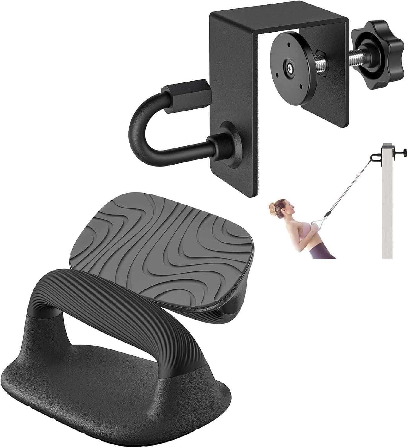 Kipika Heavy Duty Door Anchor & Anti-Slip Push Up Bars Bundle - Resistance Bands Attachment & Pushup Stands for Strength Training, Home Gym