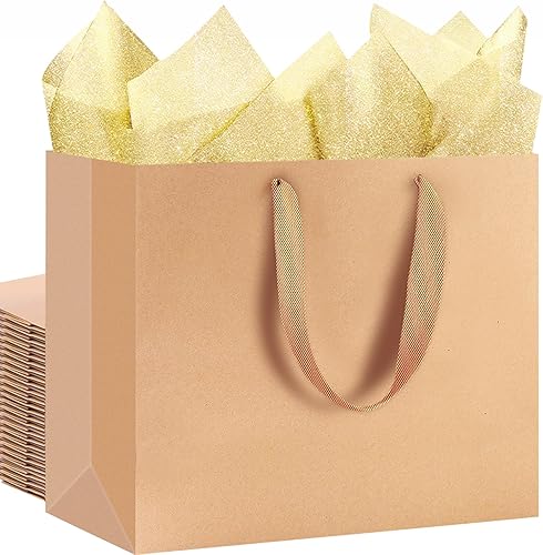 Miniatura 31 de SHIPKEY Paquete de 10 bolsas de regalo verde aguamarina con papel de seda bolsa de regalo de dama de honor de 8 x 4 x 11 pulgadas, bolsa de papel