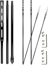 Heavy Duty Metal Sign Stakes with Mounting Hardware, Black Steel, 52 Inch Length, Ground Post for Yard Signs, 2 Pack