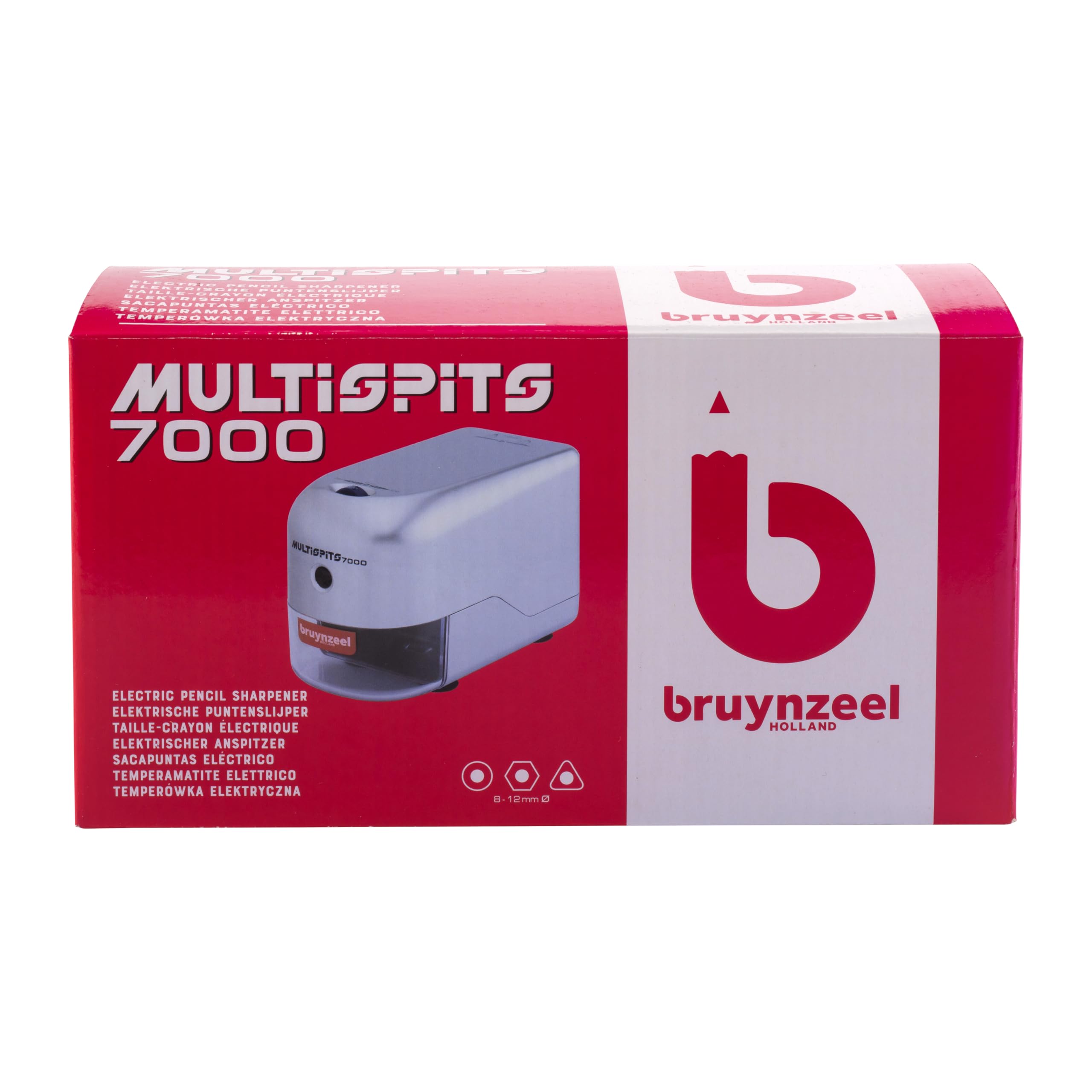 Bruynzeel School & Office Accessories - Sacapuntas eléctrico - Multispits 7000 - Motor silencioso - Función de parada automática - Ideal para Utilízalos en clase