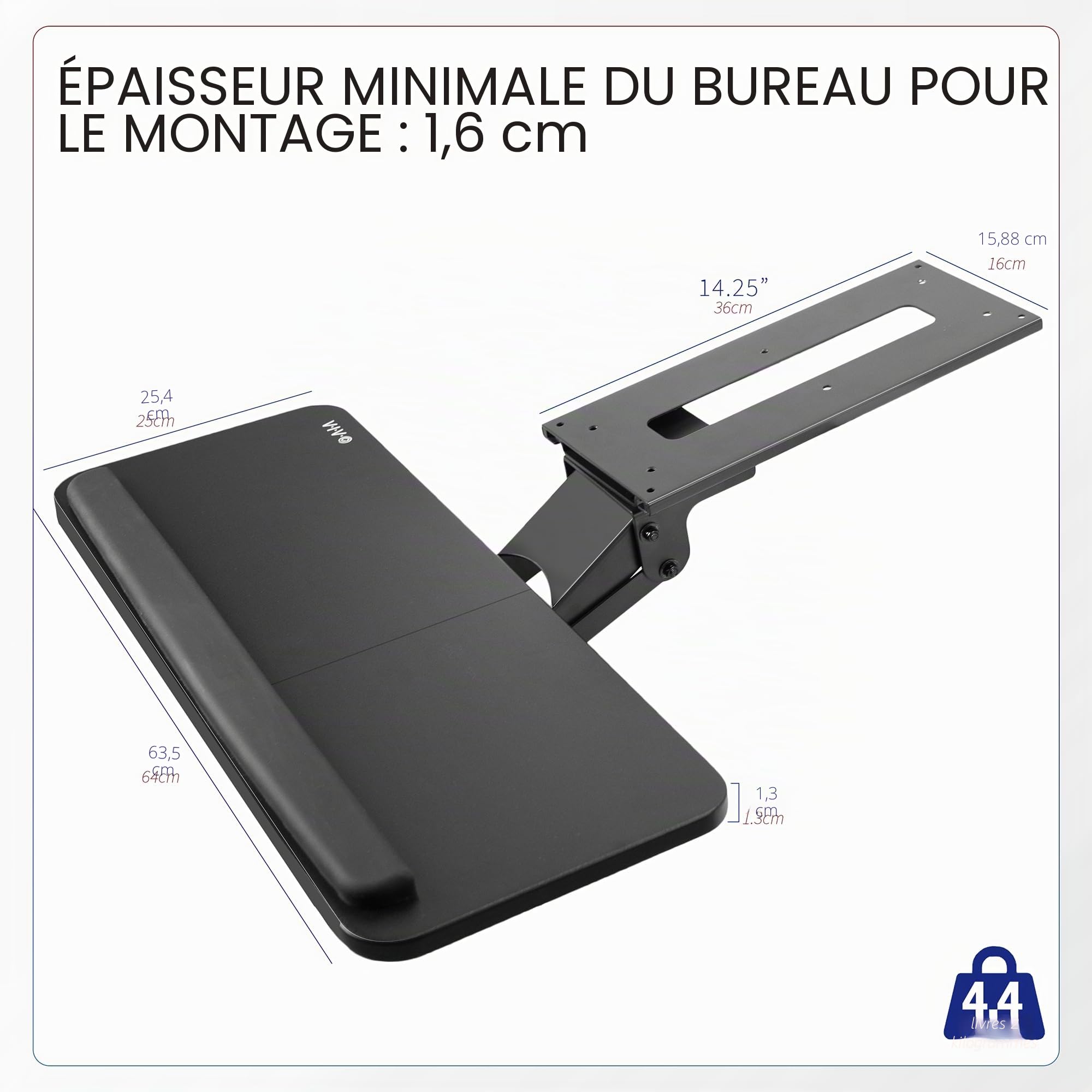 VIVO Plateau ergonomique réglable pour clavier d'ordinateur et souris (MONT-KB03B)