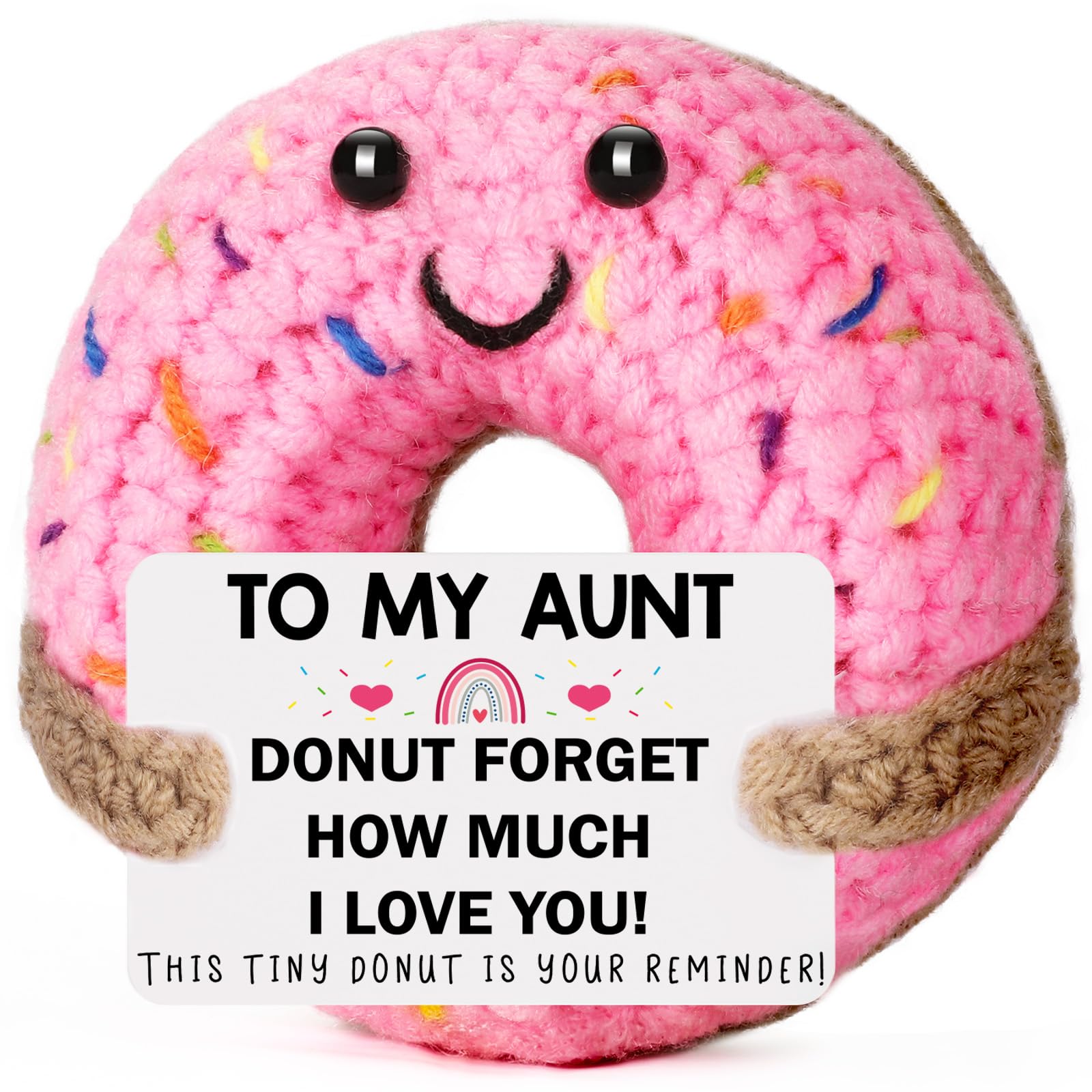 Aunt Birthday Gifts for Women - to My Aunt, Small Cute Funny Handmade Crochet Donut Christmas Mother's Day Birthday Gifts for Best Aunts Aunty Auntie Ever from Niece Nephew