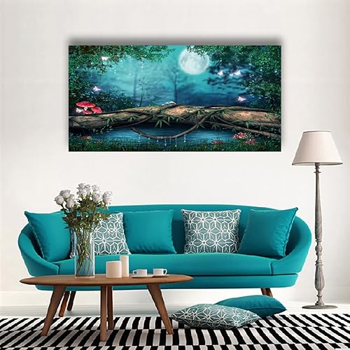 Miniatura 3 de Pinturas de agua del lago en lienzo arte de pared para sala de estar Decoración de pared del dormitorio, pinturas de árbol en lienzo para decoración