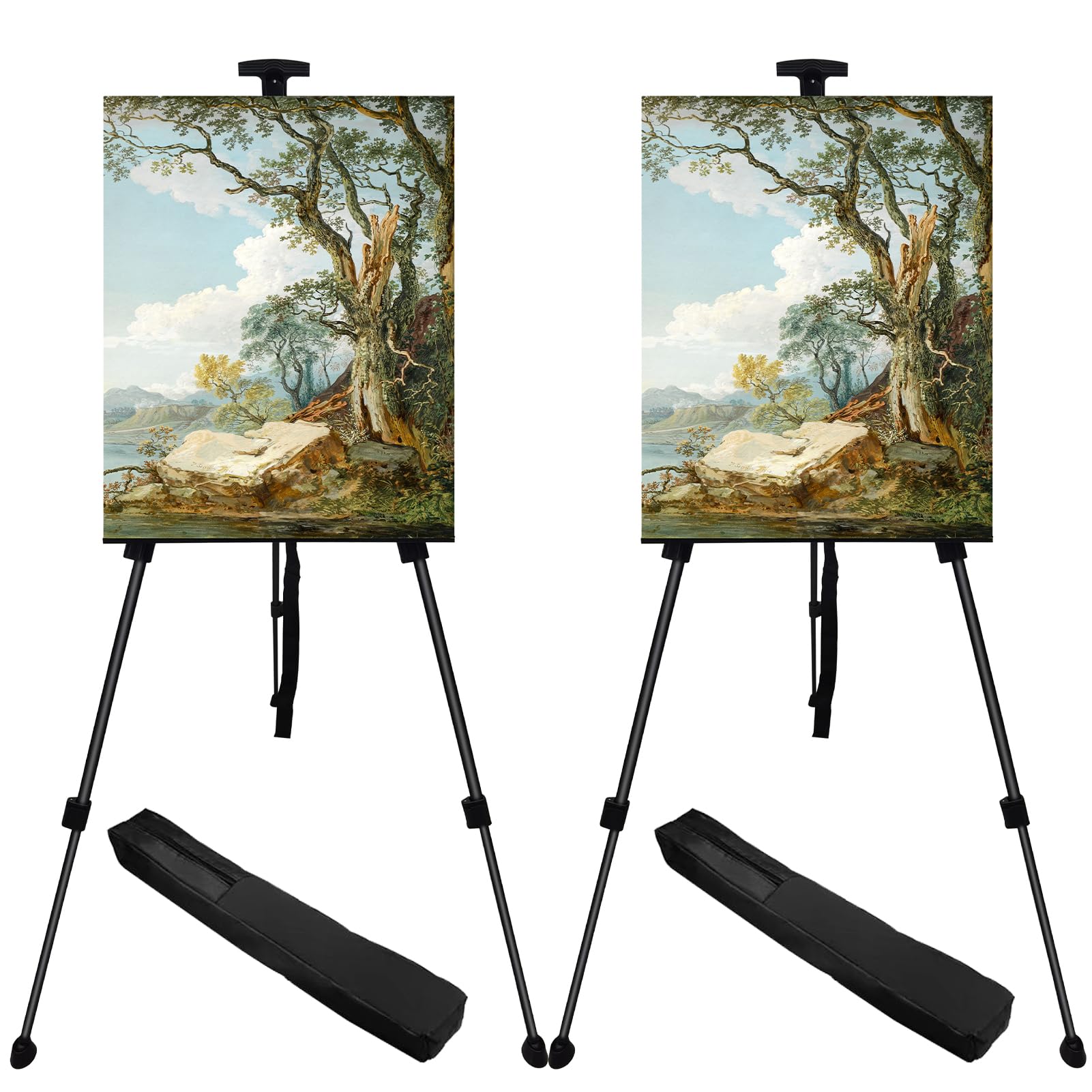 Art Easel Stand for Displaying - 66 Inch Height Adjustable Aluminum Metal Easels for Wedding Sign Display and Drawing & Outdoor and Portable for Adults - Sturdy and Painting,2-Pack.