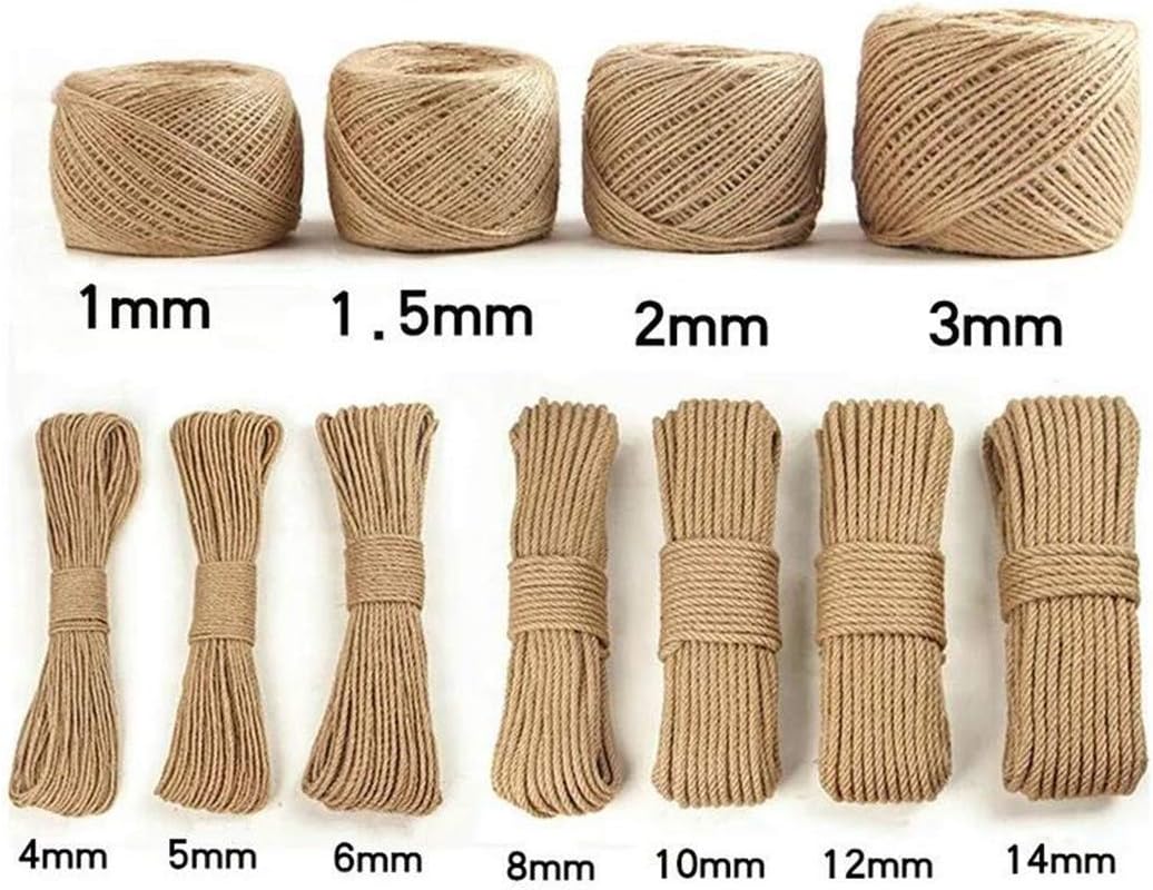 麻ロープ 麻紐 ジュートロープ 結婚式 麻 リボン 手織りの装飾 DIYクラフト (10mmx50メートル)