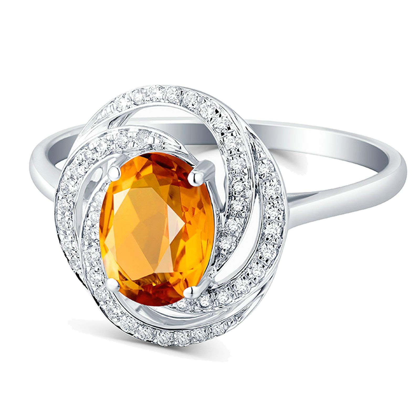 Beydodo Damski pierścionek 750 żółte złoto róża kwiat z cytrynem 0,94 ct pierścionek zaręczynowy z diamentami e 18 karatów (750) białe złoto, 52 (16,6), colore: białe złoto, cod. TLLWGZ3140