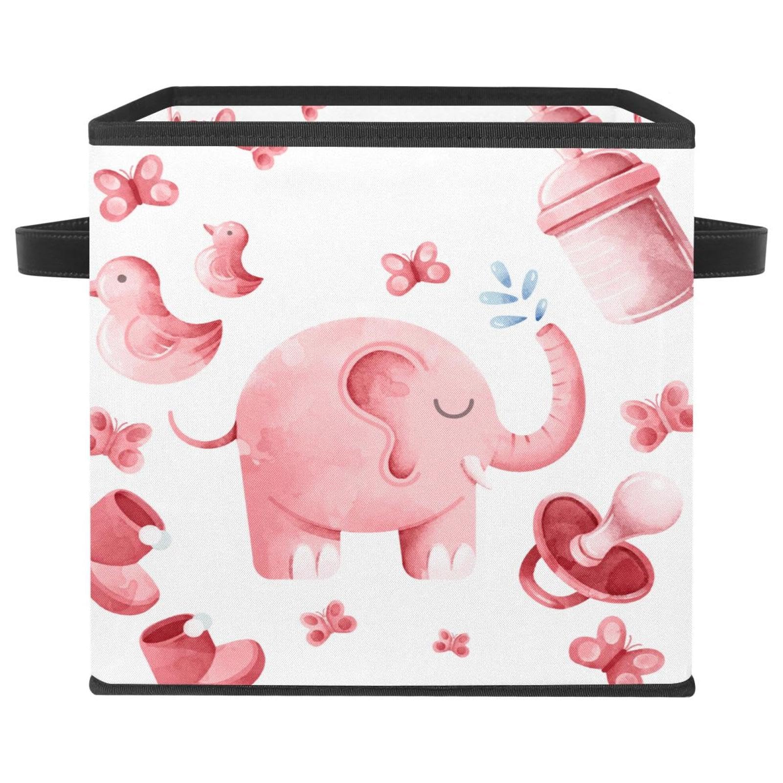 Boîte de rangement pliable pour jouet vêtement et livre avec motif éléphant