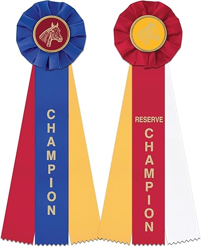 Hodges Badge Company Champion & Reserve Champion Rosette Award - Juego de 2 cintas - Fabricado en Estados Unidos