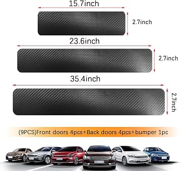 Carbon Fiber Car Door Sill Protector, 9PCS Car Bumper Protector
